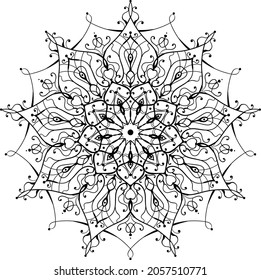 Dekoratives ethnisches Rundgang Mandala Muster. Anti-Stress Farbbuchseite für Kinder und Erwachsene. Dekorative runde Ornamente. Orientalische Vektorgrafik, Anti-Stress-Therapiemuster. Wir haben Design-Elemente. Yoga-Logo