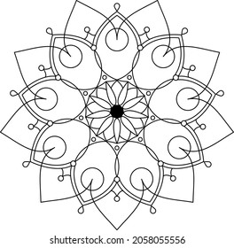 Decorative ethnic round mandala pattern. Anti-stress coloring book page for kids and adults. Decorative round ornaments. Oriental vector, Anti-stress therapy patterns. Weave design elements. Yoga logo