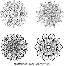 Decorative ethnic round mandala pattern. Anti-stress coloring book page for kids and adults. Decorative round ornaments. Oriental vector, Anti-stress therapy patterns. Weave design elements. Yoga logo