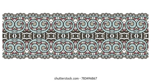 decorative ethnic stripe pattern, indian paisley design, vector illustration