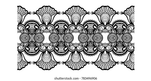 decorative ethnic stripe pattern, indian paisley design, vector illustration