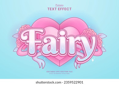 decorative fairy heart editable text effect vector design