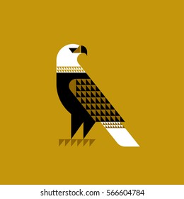 Decorative falcon on ochre background