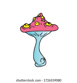 Decorative, fantastic mushroom. Vector hand-drawn illustration.Botanical design.