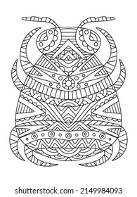 Decorative Fantasy Insect Coloring Page For Adults Vector Illustration