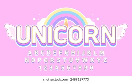 decorative fantasy unicorn editable text effect vector design