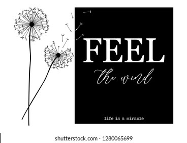 Texto decorativo de sentir el viento con Vector de diente de león