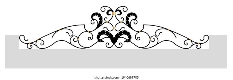 decorative fence. Black forged lattice fence. vector illustration isolated on white background. Forged fence.