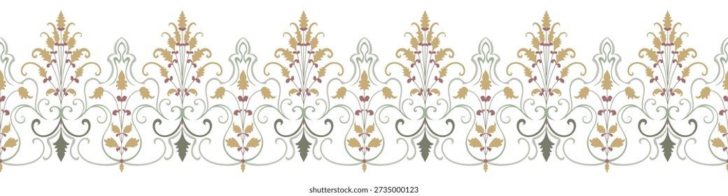 Decorative fence border, floral pattern, abstract frame.