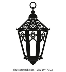 decorative festival lantern silhouette vector, lantern on white background