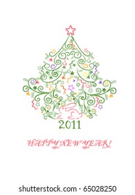 Decorative festive New Year postcard 2011.