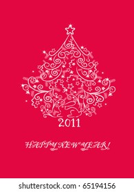 Decorative festive New Year postcard 2011.