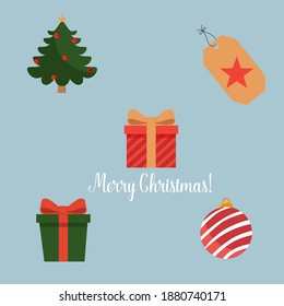 Dekoratives festliches Objekt. Frohe Weihnachten und glückliches neues Jahr. Vektorgrafik