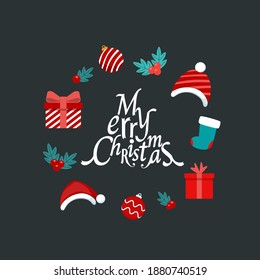 Decorative festive object. Merry Christmas and happy new year. Vector Illustration