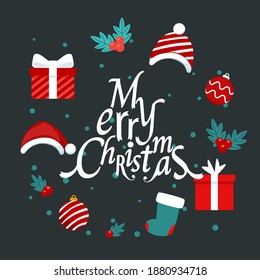 Decorative festive object. Merry Christmas and happy new year. Vector Illustration