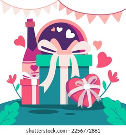 Objetos festivos decorativos para vectores de diseño de saludos de vacaciones. Felices antecedentes de aniversario.