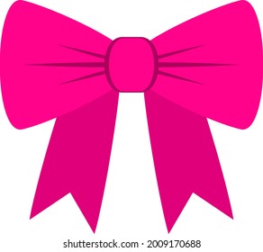 Decorative festive pink bow. Icon for greeting cards, certificates and invitations for birthday, wedding, celebration. Flat vector illustration.