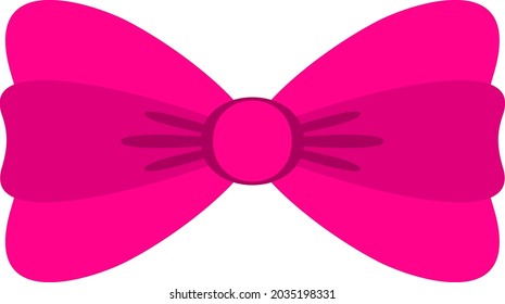 Dekorative festliche rosa Schleife. Icon für Grußkarten, Zertifikate und Einladungen zum Geburtstag, Hochzeit, Feiern. Flache Vektorgrafik.
