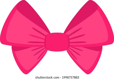 Decorative festive red bow. Icon for greeting cards, certificates and invitations for birthday, wedding, celebration. Flat vector illustration.