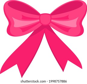 Decorative festive red bow. Icon for greeting cards, certificates and invitations for birthday, wedding, celebration. Flat vector illustration.