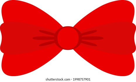 Decorative festive red bow. Icon for greeting cards, certificates and invitations for birthday, wedding, celebration. Flat vector illustration.