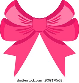 Decorative festive red bow. Icon for greeting cards, certificates and invitations for birthday, wedding, celebration. Flat vector illustration.