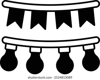 Decorative Festoon Icon Representing Celebration, Festivity, and Joyful Decorations, Perfect for Events, Parties, and Holidays to Enhance Atmosphere and Create Cheerful Ambiance