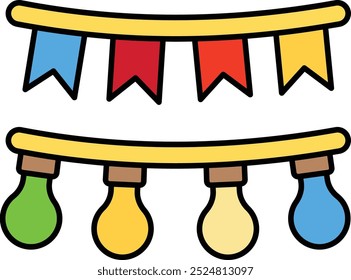 Decorative Festoon Icon Representing Celebration, Festivity, and Joyful Decorations, Perfect for Events, Parties, and Holidays to Enhance Atmosphere and Create Cheerful Ambiance