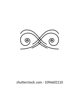 Decorative filigree design element. Ornamental page divider. Book decor. Calligraphic art element. Page decoration, border. Vector illustration.