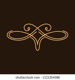 Decorative filigree design element. Swirl, curl. Ornamental calligraphic page decoration. Freeting card, Wedding invitation, Save the date card design. Vector illustration.