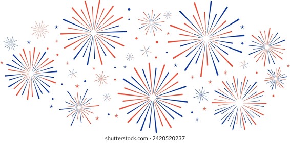 Decorative fireworks explosion vector clip art isolated, festive holiday design element