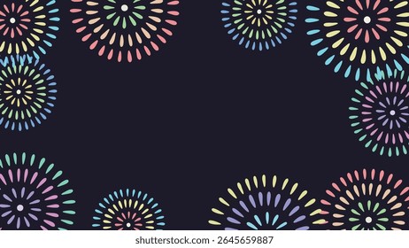 Decorative Fireworks Frame Surrounding the Edges Perfect for Festive Invitations, Posters, and Announcements