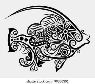 Decorative fish 2 beautiful animal decoration, floral and leaf decorative style