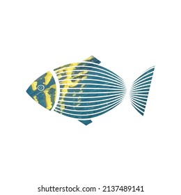 decorative fish cut out textured vector illustration
