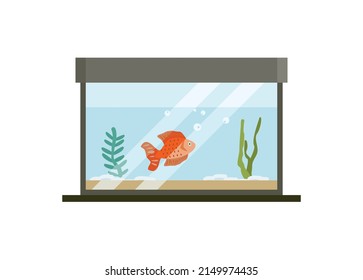 Decorative fish inside an aquarium. Simple flat illustration
