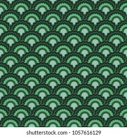 Decorative fish scales squama background, vector seamless fabric pattern, tiled textile print. Typical japanese squama scales seamless arc tiles design. Siren skin pattern.