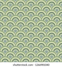 Decorative fish scales squama background, vector seamless fabric pattern, tiled textile print. Vintage chinese squama scales seamless arc tiles background. Iguana skin pattern.