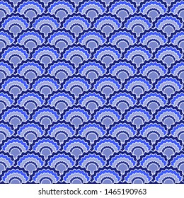 Decorative fish scales squama background, vector seamless fabric pattern, tiled textile print. Classic chinese squama scales seamless arc tiles surface. Iguana skin pattern.