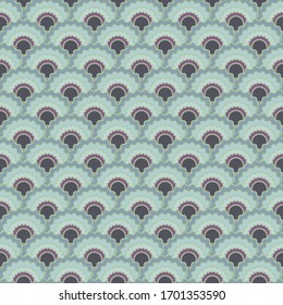 Decorative fish scales squama background, vector seamless fabric pattern, tiled textile print. Traditional chinese squama scales seamless arc tiles design. Wallpaper pattern.