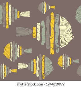 Decorative fish in the sea. Marine life. Seamless pattern. Vector illustration for web design or print.