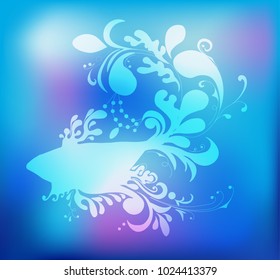 Decorative fish silhouette, vector illustration