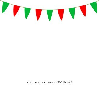 Decorative flags on greeting card template for a happy Christmas