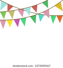 decorative flags vector, festive, celebration, multi-colored flags on white background.
