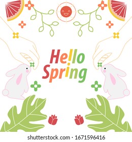Decorative flat design spring lettering. Color set for cards, posters, invitation, stickers. Vector illustration
