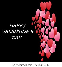 Decorative flat lay of various heart shapes, confetti, and ribbons on a pink backdrop. Perfect for greeting cards, wallpaper, textile design, or romantic holiday banners.