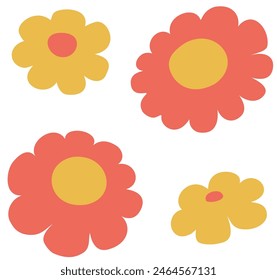 Flores simples planas decorativas, diseño de patrón retro.