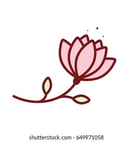 Decorative flat vintage rose and bud icon in pastel, tender colors. Vector blooming flowers for stickers, labels, tags, gift design. Adornment for wedding invitations and greeting cards decoration.