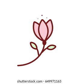 Decorative flat vintage rose and bud icon in pastel, tender colors. Vector blooming flowers for stickers, labels, tags, gift design. Adornment for wedding invitations and greeting cards decoration.