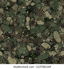 Dekorative Flecktarn-Tarnmuster-Hintergrund. Original Kleidung Stil Masking Camo wiederholen Druck. Grüne und braune Farbstoffe. Vektorgrafik.