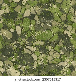 Fondo decorativo del patrón de camuflaje flecktarn. Estilo de ropa original enmascarando la impresión repetida de camo. Textura de color verde medio tono. Ilustración vectorial.